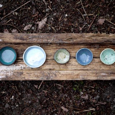 handcrafted bowls set on wood