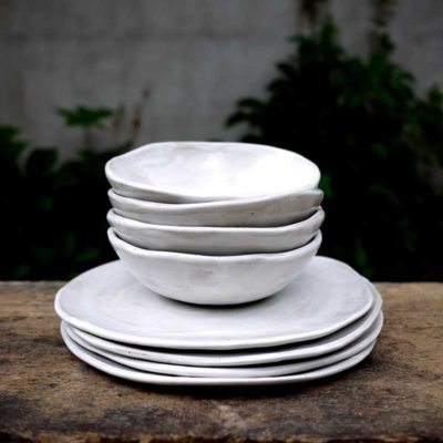 white plate set - handcrafted tableware